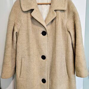 Vintage Wool Carcoat Ecru Camel Lined Classic Warm